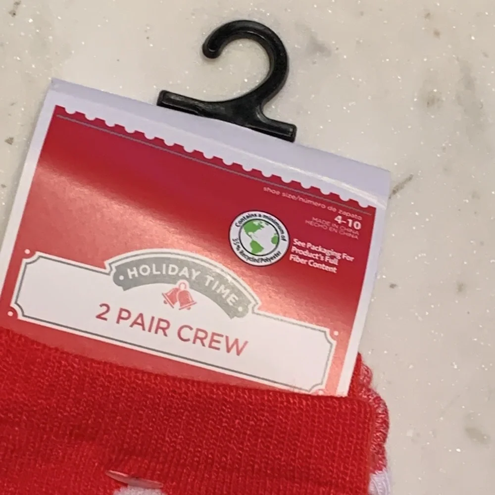 Holiday Time Ladies 2 Pack Crew Socks